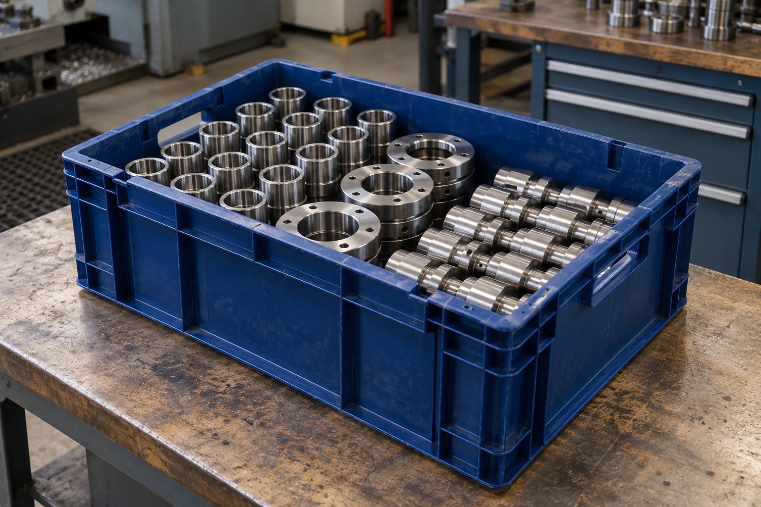 Industrial Crates filled with goods in an application setting